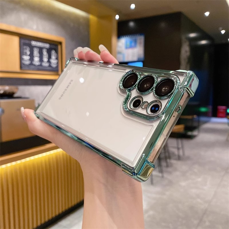 Compatible with Samsung S26/25 Ultra phone case A55 transparent airbag S24 magnetic stand electroplated drop-proof hard case