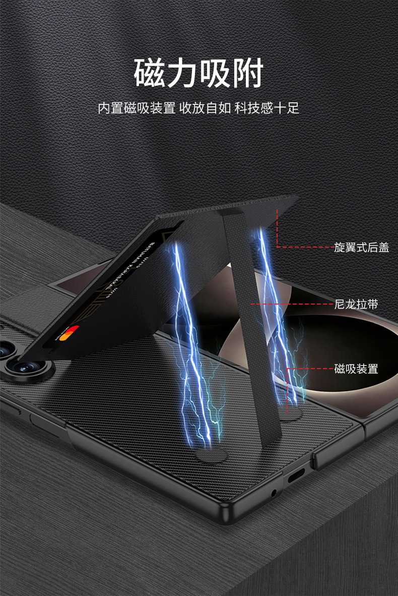 Compatible with Samsung ZFold8 Ultra phone case, 7/6 vegan leather textured card holder stand case and screen protector, all-in-one shockproof protective case