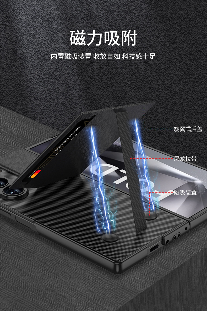 Compatible with Samsung ZFold8 Ultra phone case, 7/6 vegan leather textured card holder stand case and screen protector, all-in-one shockproof protective case
