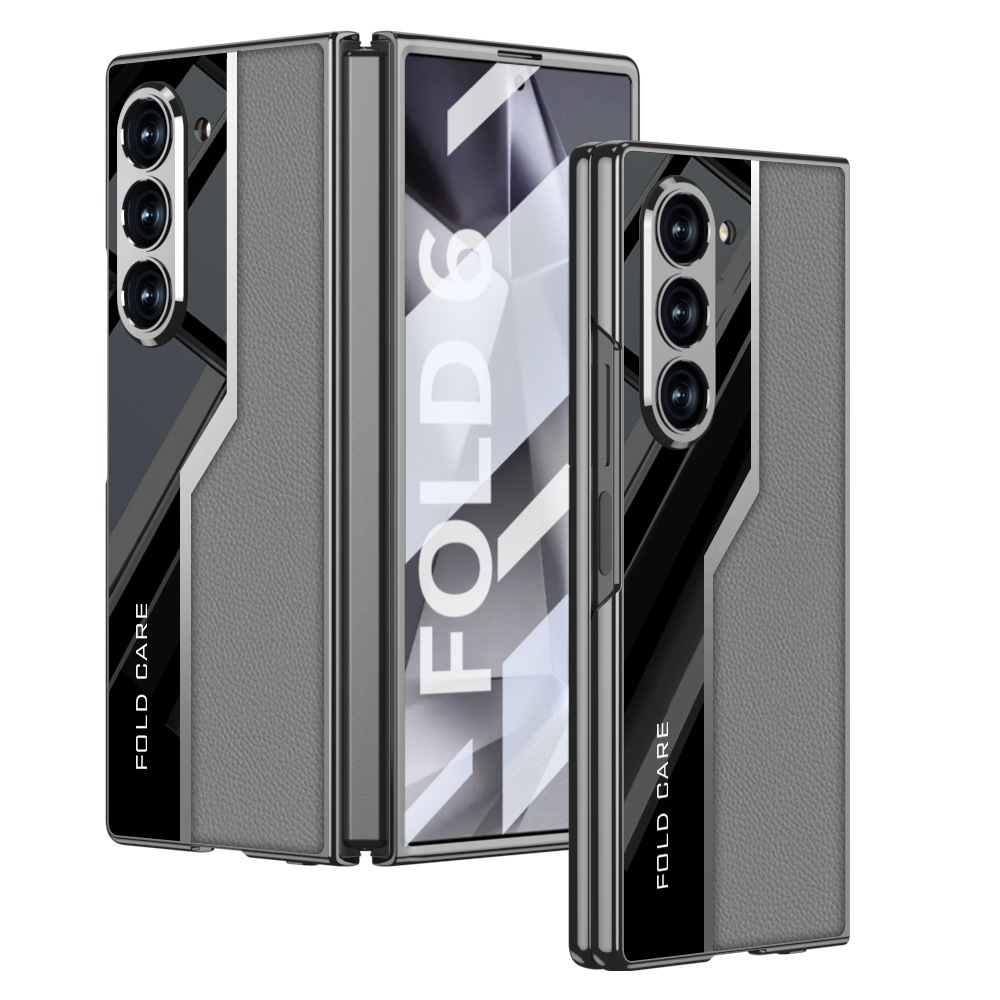 Compatible with Samsung ZFold7/6/5 phone case, electroplated leather case, screen protector, and shockproof protective case for foldable phones.