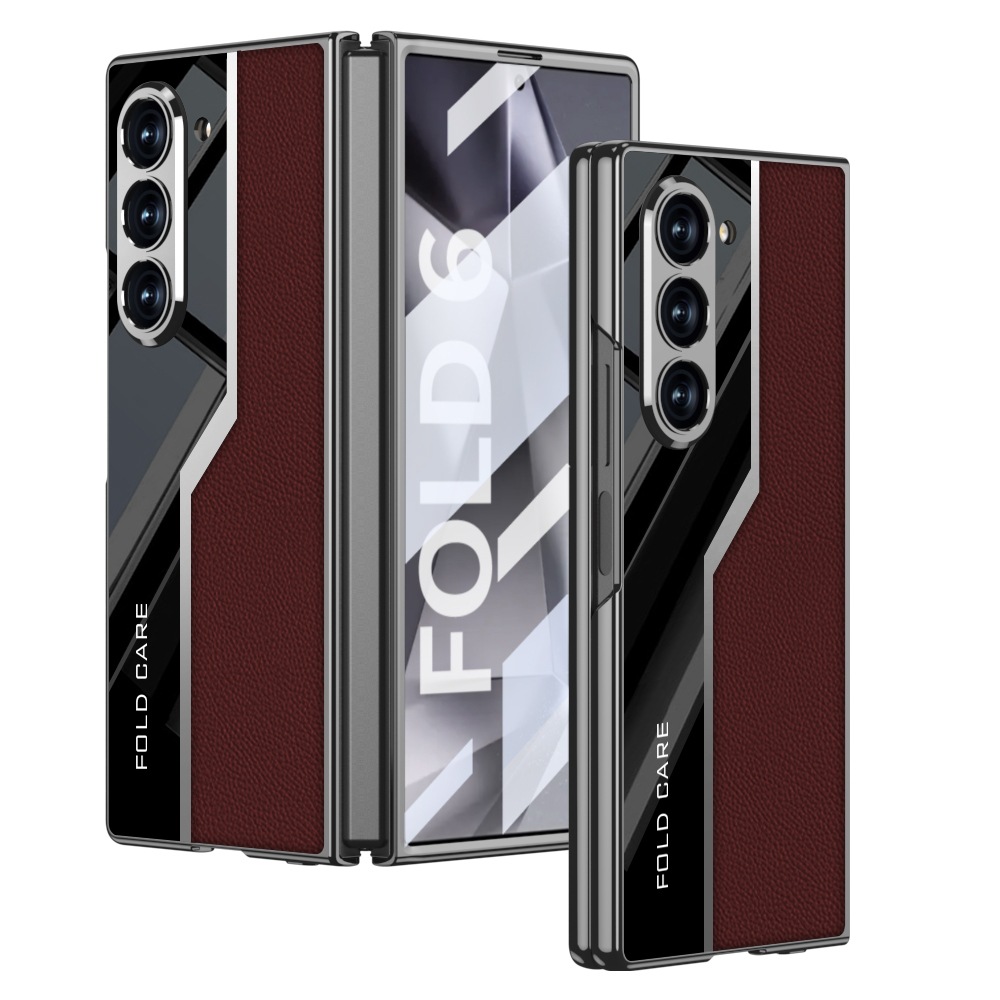 Compatible with Samsung ZFold7/6/5 phone case, electroplated leather case, screen protector, and shockproof protective case for foldable phones.