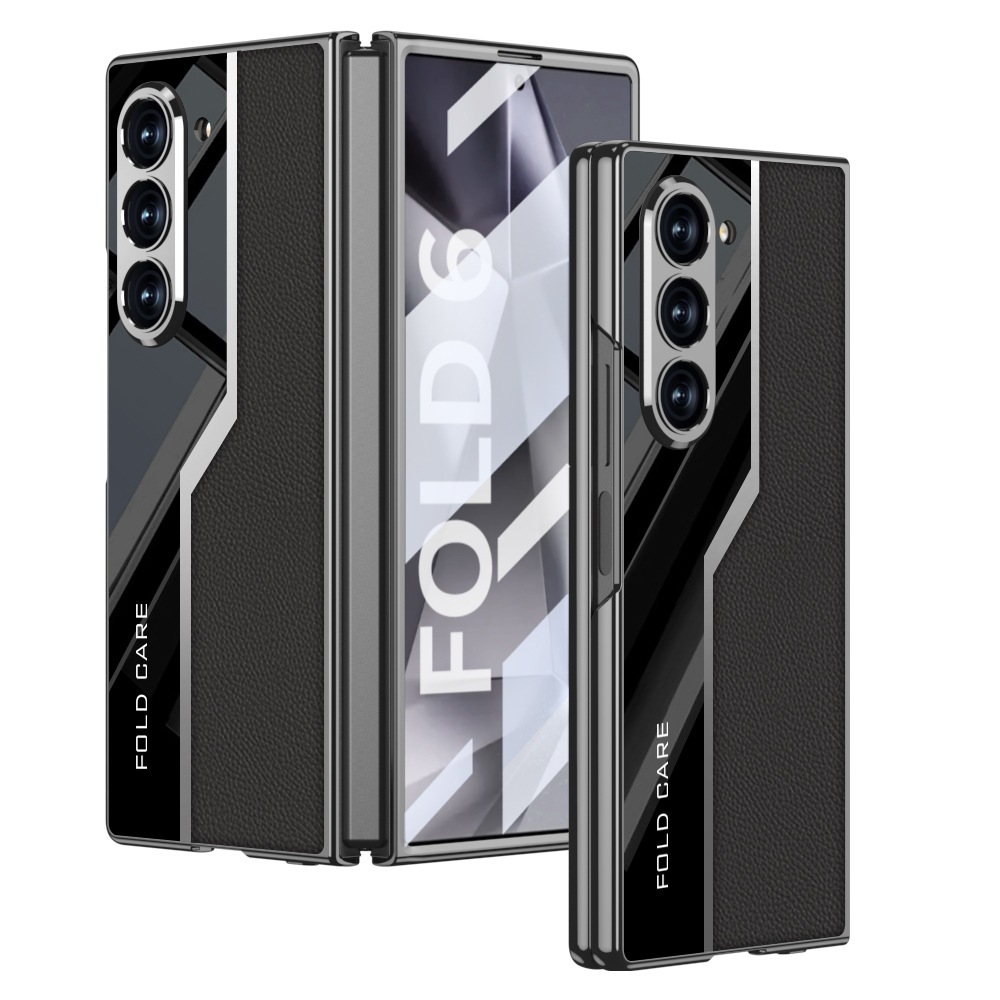 Compatible with Samsung ZFold7/6/5 phone case, electroplated leather case, screen protector, and shockproof protective case for foldable phones.
