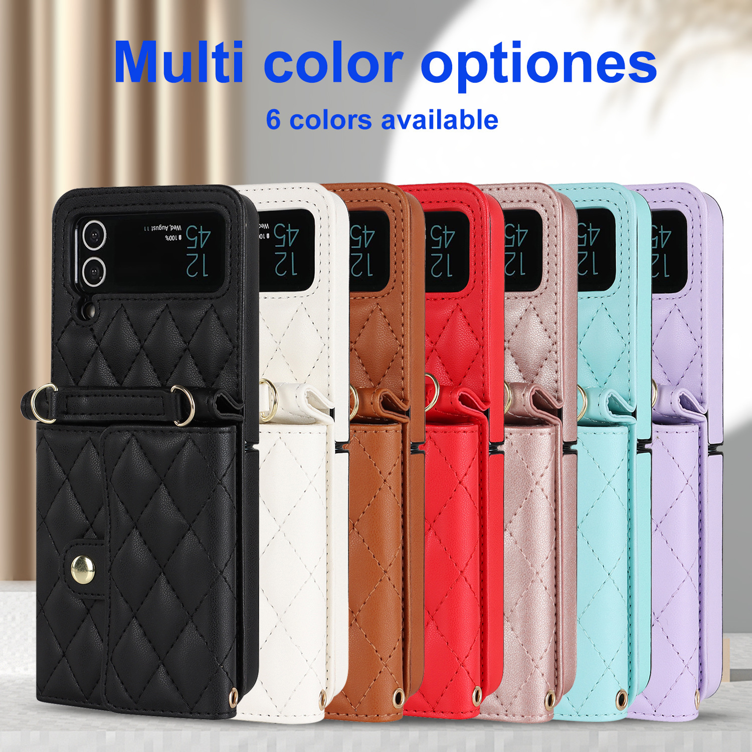 Compatible with Samsung ZFlip 7/6/5 phone case, 4/3 size, Chanel-style crossbody bag, Razr 60/50 folding screen protective case