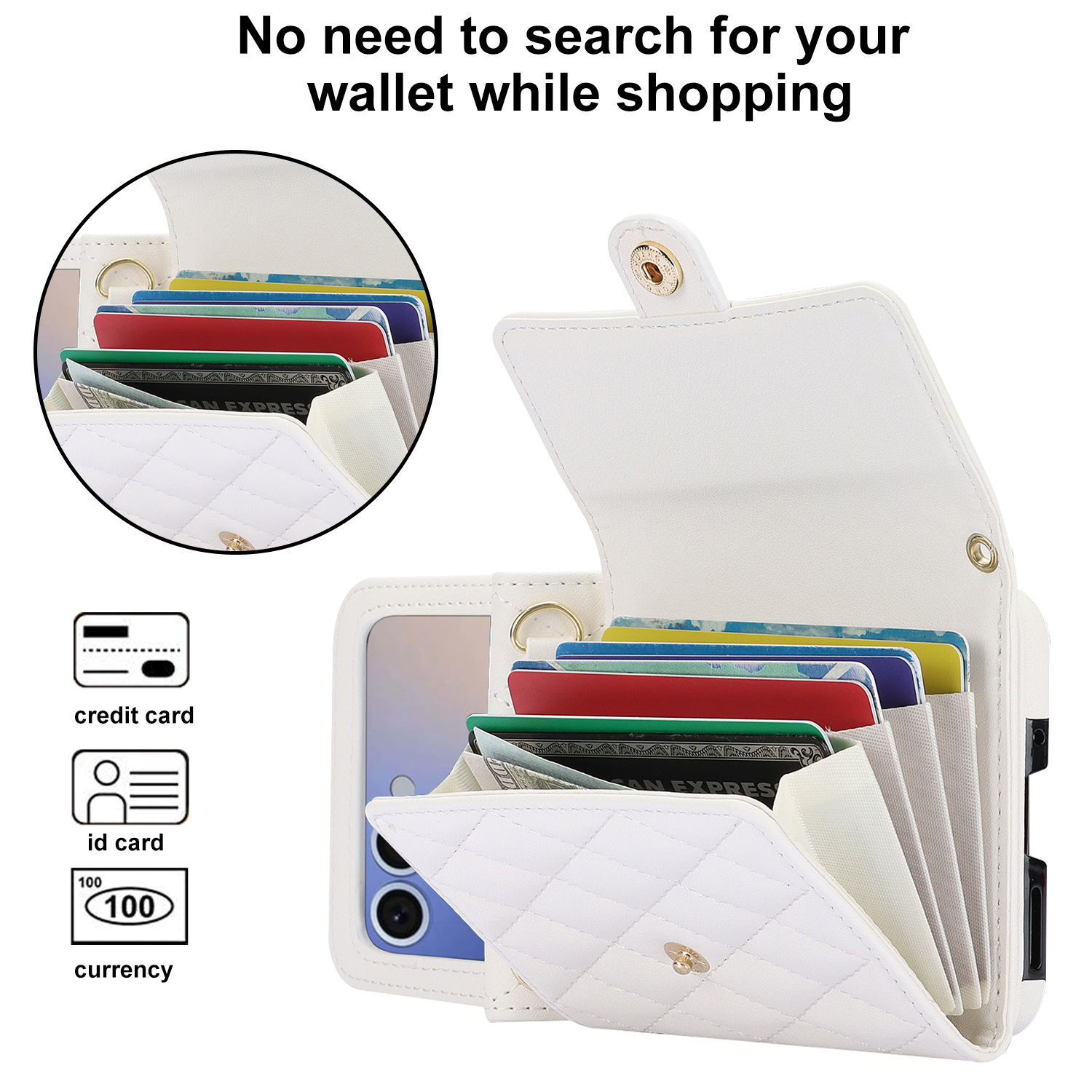 Compatible with Samsung ZFlip 7/6/5 phone case, 4/3 size, Chanel-style crossbody bag, Razr 60/50 folding screen protective case