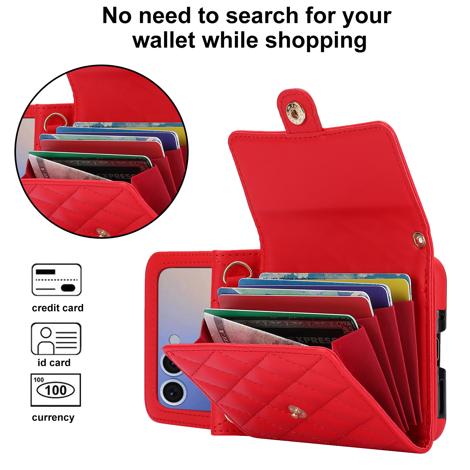 Compatible with Samsung ZFlip 7/6/5 phone case, 4/3 size, Chanel-style crossbody bag, Razr 60/50 folding screen protective case