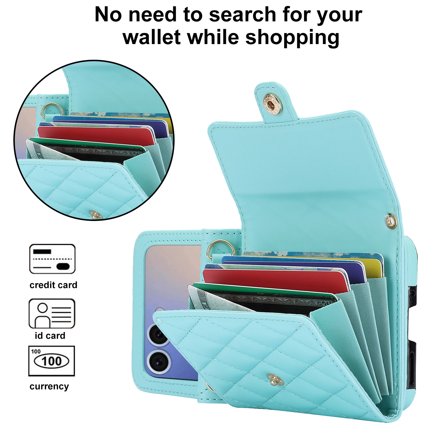 Compatible with Samsung ZFlip 7/6/5 phone case, 4/3 size, Chanel-style crossbody bag, Razr 60/50 folding screen protective case