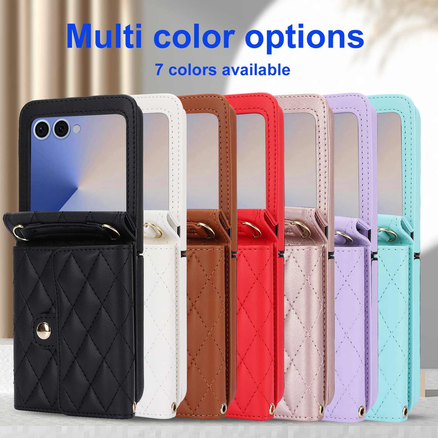 Compatible with Samsung ZFlip 7/6/5 phone case, 4/3 size, Chanel-style crossbody bag, Razr 60/50 folding screen protective case
