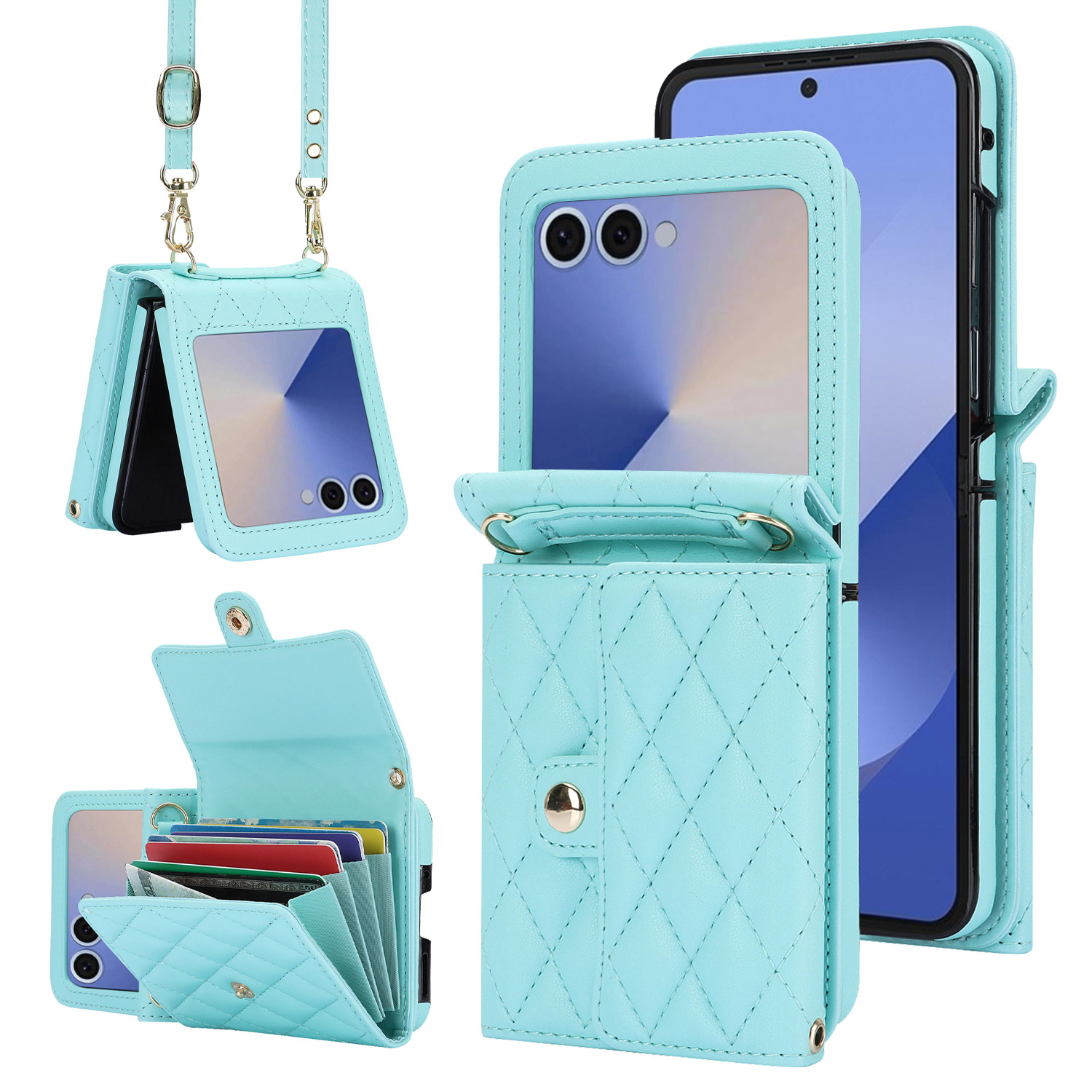 Compatible with Samsung ZFlip 7/6/5 phone case, 4/3 size, Chanel-style crossbody bag, Razr 60/50 folding screen protective case
