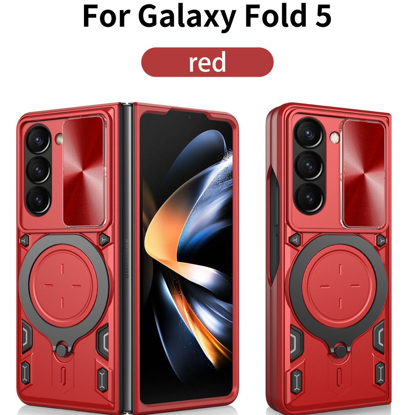 Compatible with Samsung ZFold7/6/5/4 phone case, lens sliding window, 360° rotating bracket, FLIP6 folding protective case