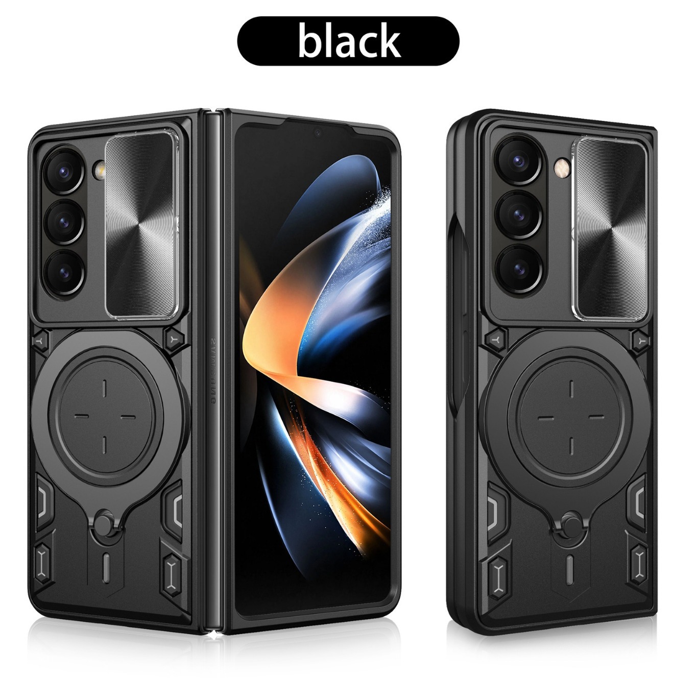 Compatible with Samsung ZFold7/6/5/4 phone case, lens sliding window, 360° rotating bracket, FLIP6 folding protective case