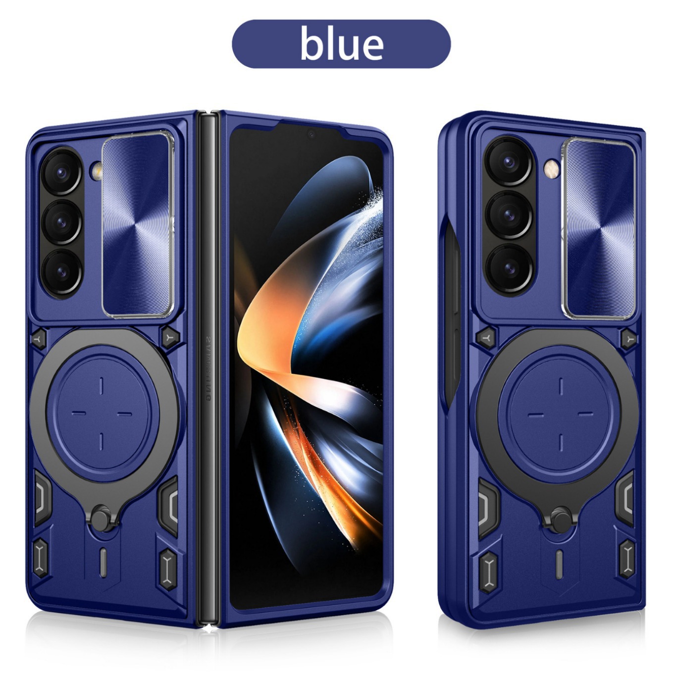 Compatible with Samsung ZFold7/6/5/4 phone case, lens sliding window, 360° rotating bracket, FLIP6 folding protective case