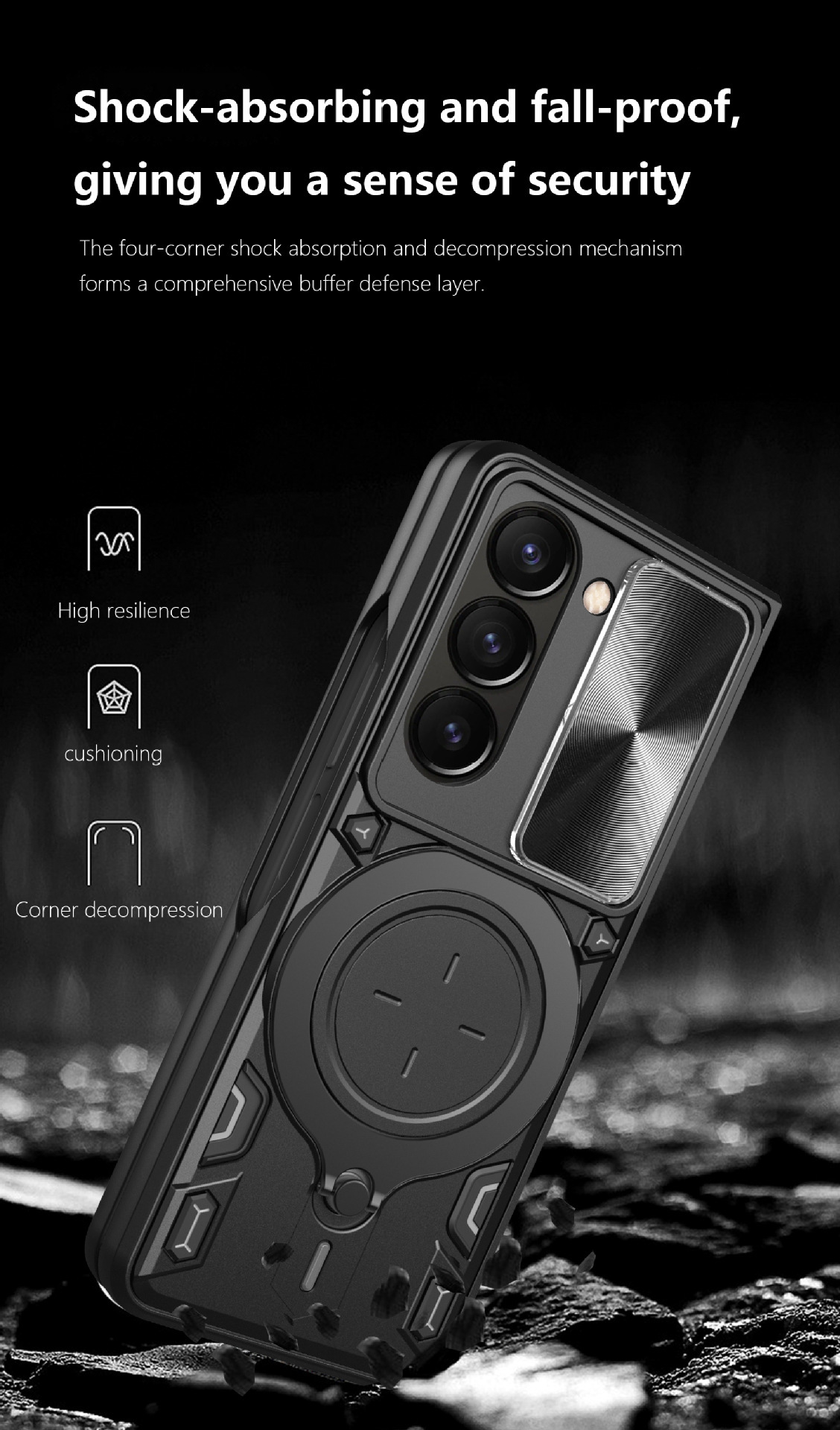 Compatible with Samsung ZFold7/6/5/4 phone case, lens sliding window, 360° rotating bracket, FLIP6 folding protective case
