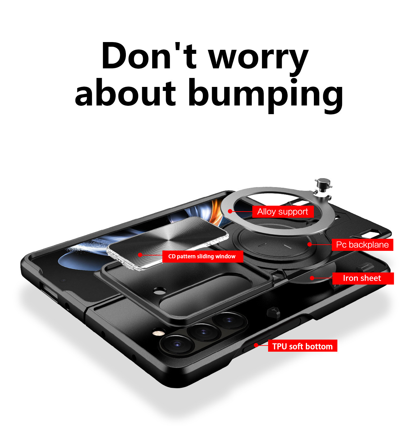 Compatible with Samsung ZFold7/6/5/4 phone case, lens sliding window, 360° rotating bracket, FLIP6 folding protective case