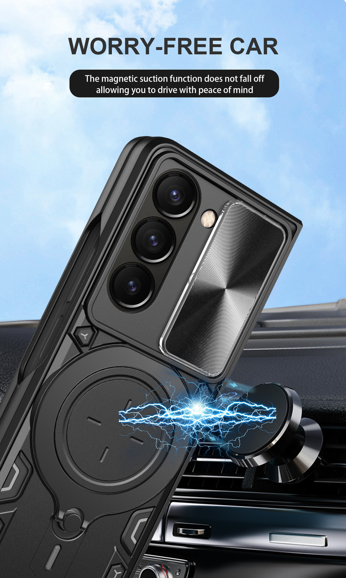 Compatible with Samsung ZFold7/6/5/4 phone case, lens sliding window, 360° rotating bracket, FLIP6 folding protective case