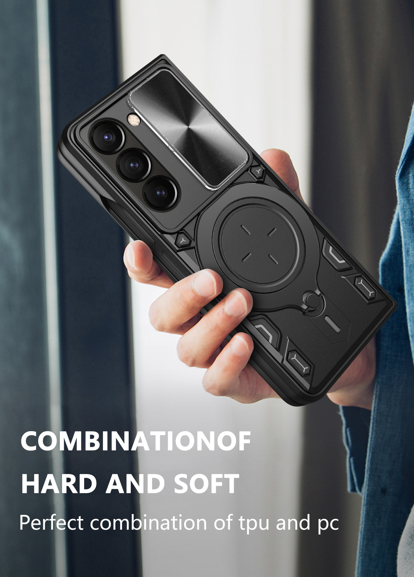 Compatible with Samsung ZFold7/6/5/4 phone case, lens sliding window, 360° rotating bracket, FLIP6 folding protective case