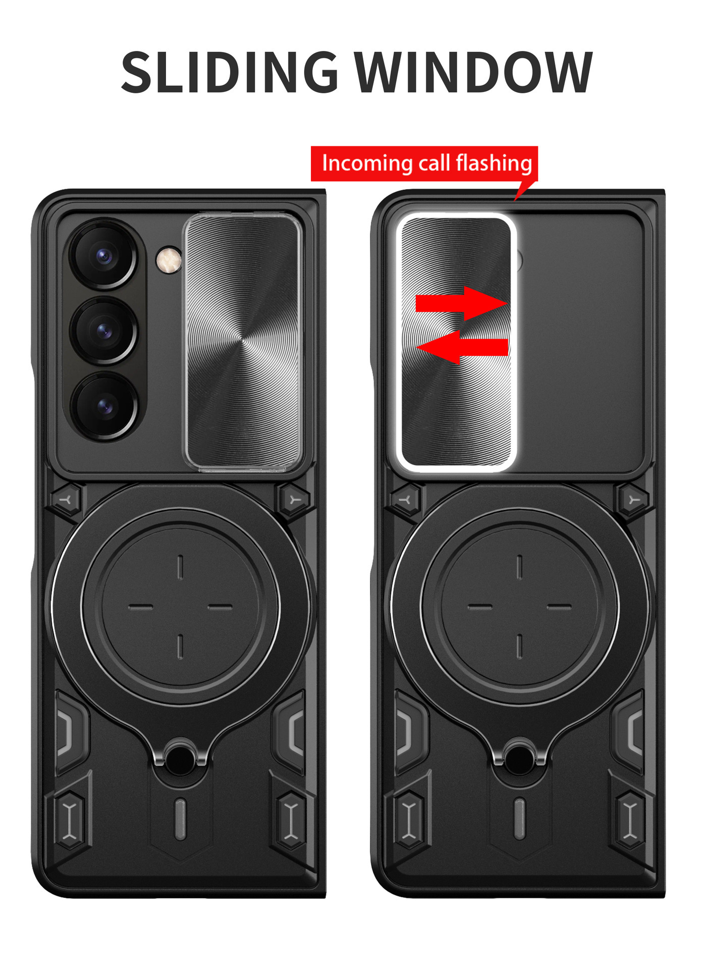 Compatible with Samsung ZFold7/6/5/4 phone case, lens sliding window, 360° rotating bracket, FLIP6 folding protective case