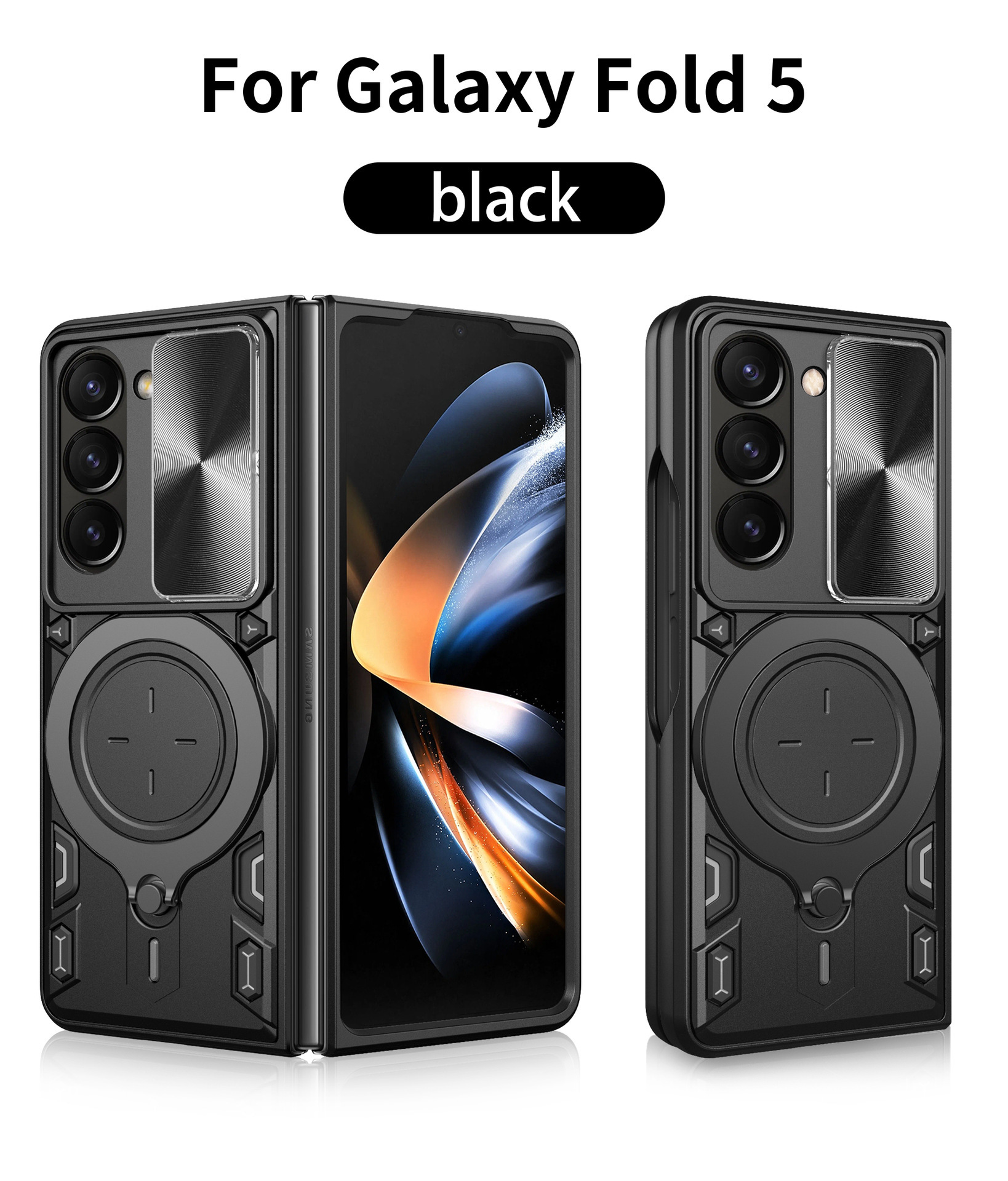 Compatible with Samsung ZFold7/6/5/4 phone case, lens sliding window, 360° rotating bracket, FLIP6 folding protective case