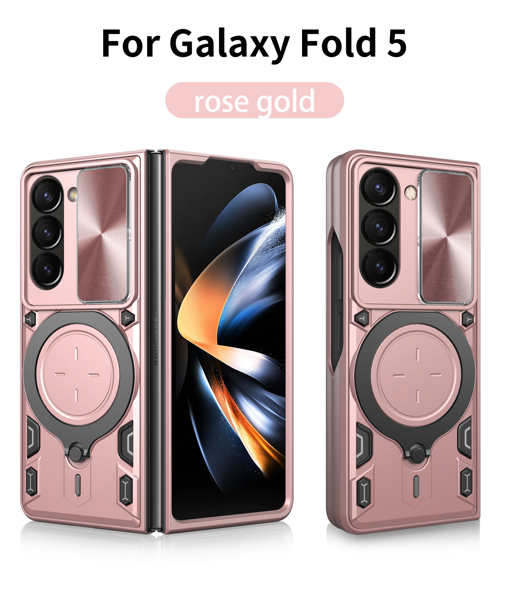 Compatible with Samsung ZFold7/6/5/4 phone case, lens sliding window, 360° rotating bracket, FLIP6 folding protective case
