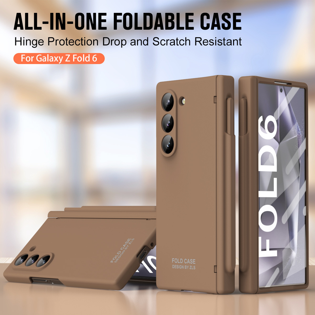 Compatible with Samsung Z Fold7/6 phone case, spring hinge, pen slot, pen cover, film, full-coverage folding screen protective case
