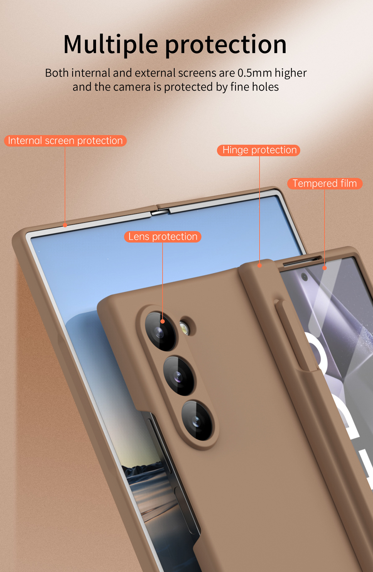 Compatible with Samsung Z Fold7/6 phone case, spring hinge, pen slot, pen cover, film, full-coverage folding screen protective case