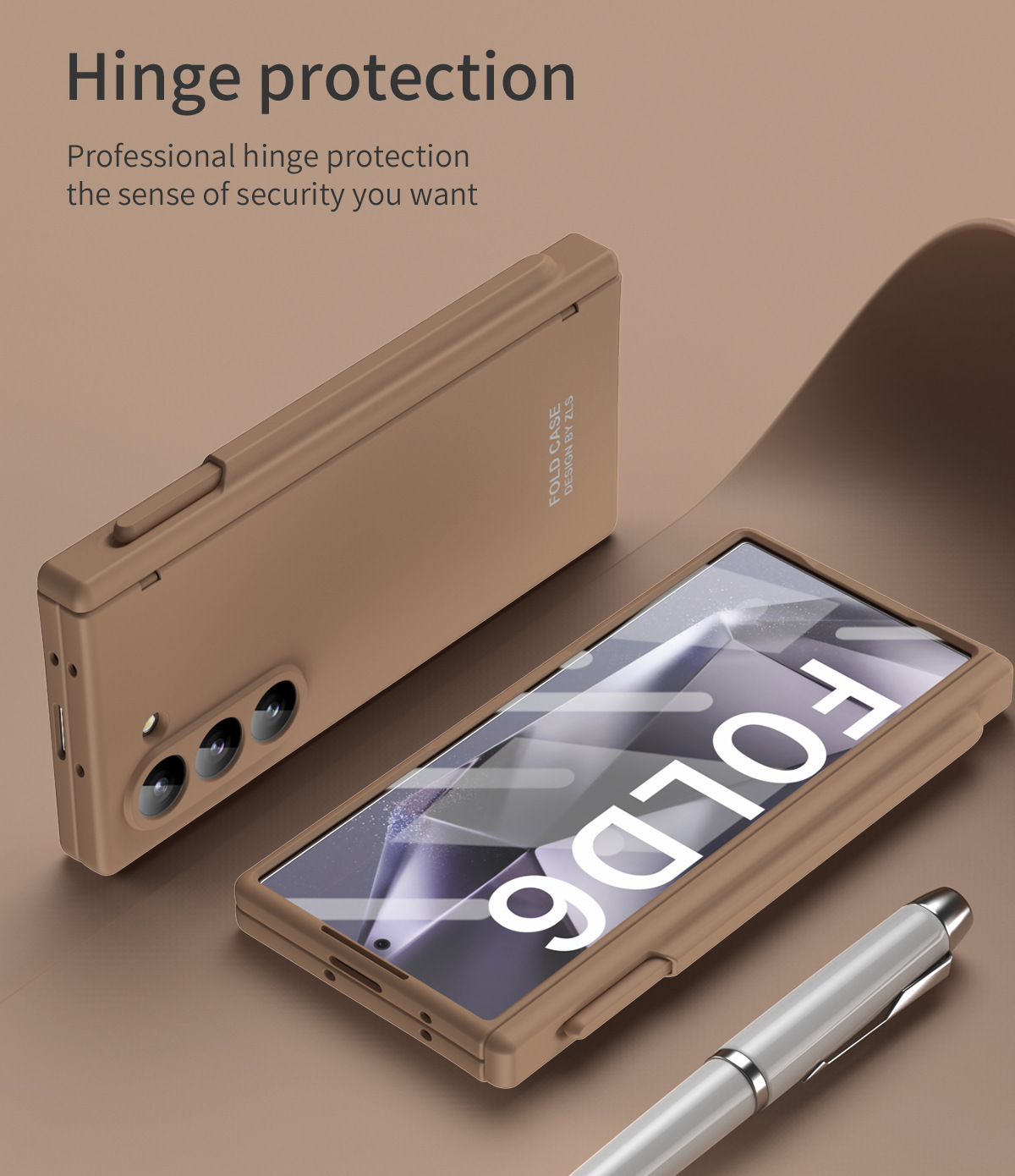 Compatible with Samsung Z Fold7/6 phone case, spring hinge, pen slot, pen cover, film, full-coverage folding screen protective case