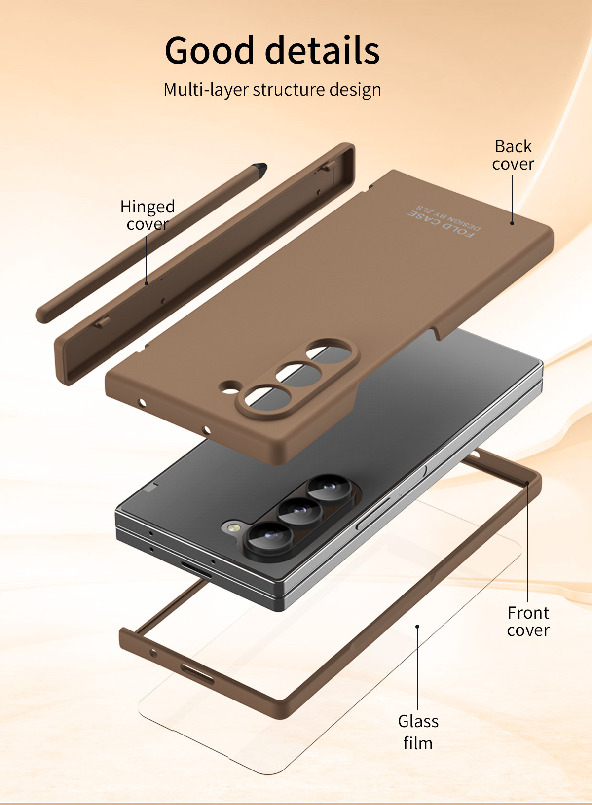 Compatible with Samsung Z Fold7/6 phone case, spring hinge, pen slot, pen cover, film, full-coverage folding screen protective case