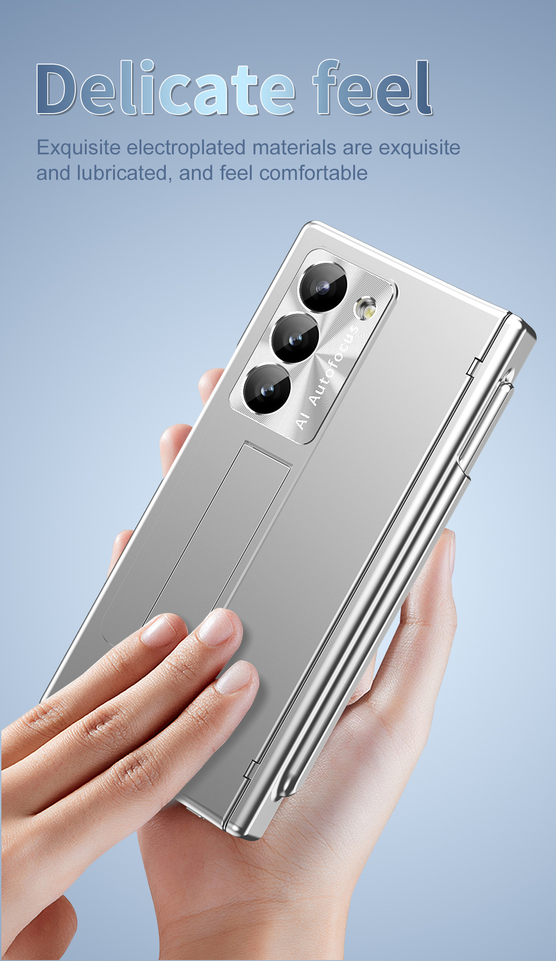 Compatible with Samsung Z Fold6/7/8 phone case, spring hinge, pen slot, includes pen, lens protector, full-coverage protective case.