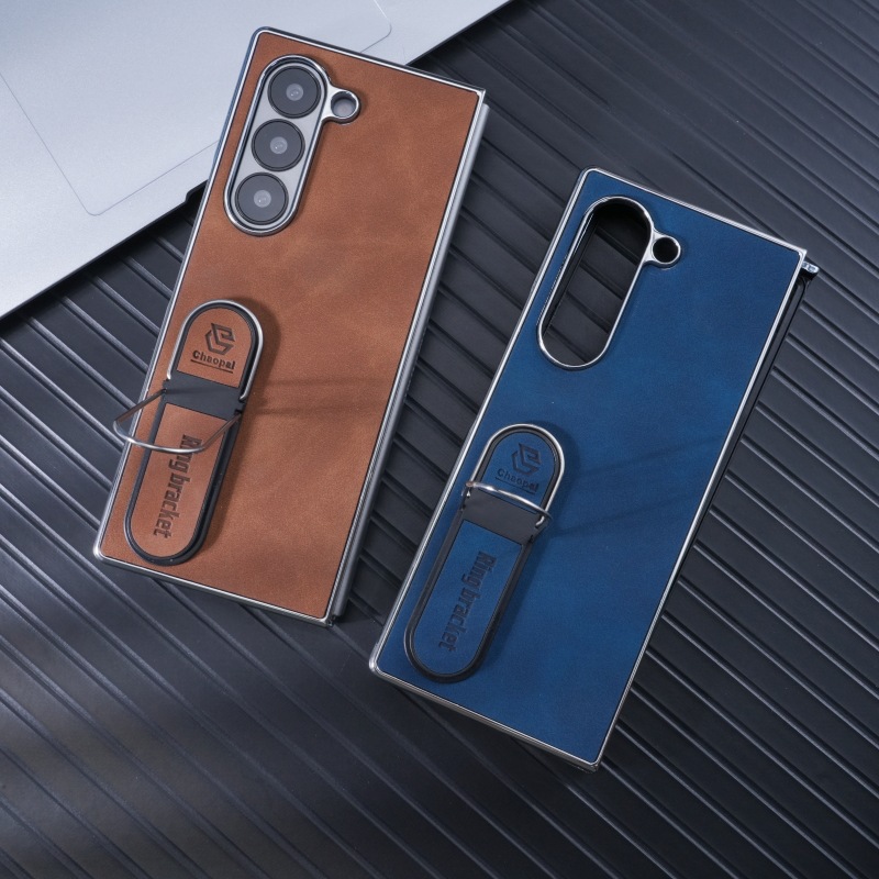 Compatible with Samsung Z Fold8 Ultra phone case, 7/6 vegan leather, electroplated stand, 5/4/3 folding screen protective case
