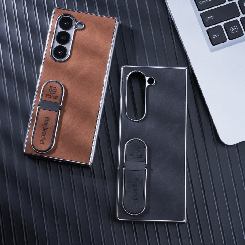 Compatible with Samsung Z Fold8 Ultra phone case, 7/6 vegan leather, electroplated stand, 5/4/3 folding screen protective case
