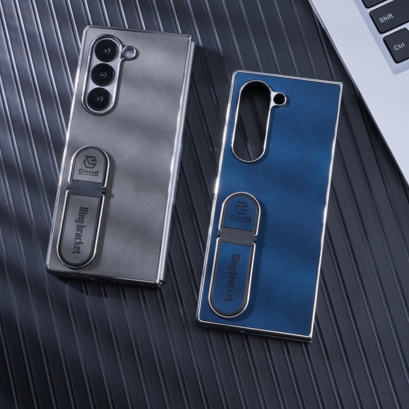 Compatible with Samsung Z Fold8 Ultra phone case, 7/6 vegan leather, electroplated stand, 5/4/3 folding screen protective case