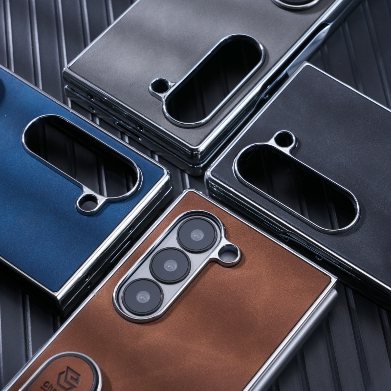 Compatible with Samsung Z Fold8 Ultra phone case, 7/6 vegan leather, electroplated stand, 5/4/3 folding screen protective case
