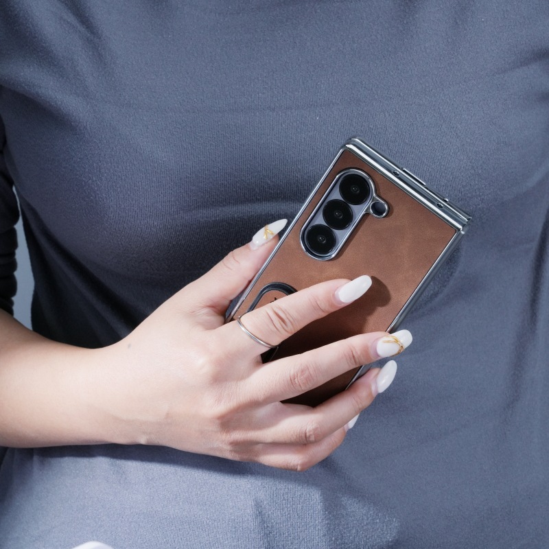 Compatible with Samsung Z Fold8 Ultra phone case, 7/6 vegan leather, electroplated stand, 5/4/3 folding screen protective case