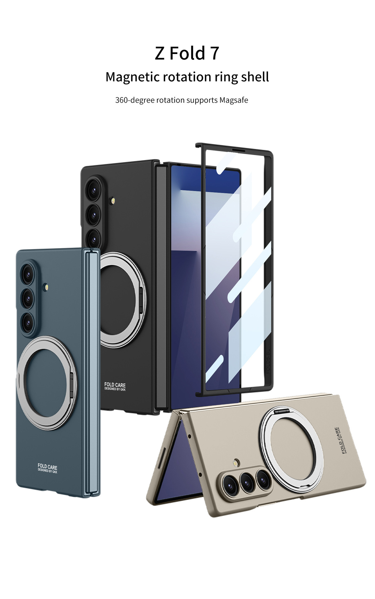 Compatible with Samsung Z Fold8U phone case 7/6 wireless charging magnetic 360° rotating stand 5/4 ultra-thin protective case