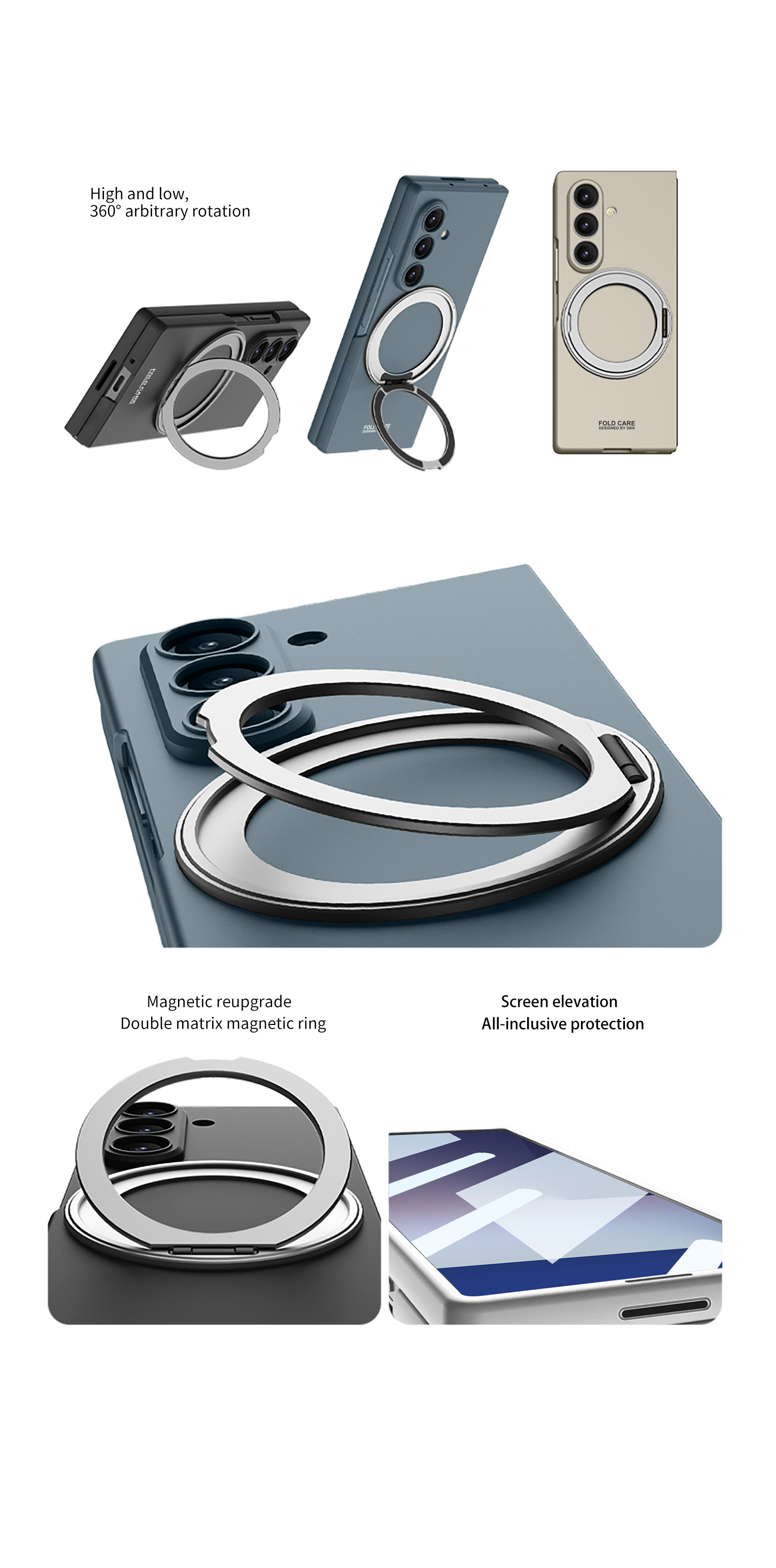 Compatible with Samsung Z Fold8U phone case 7/6 wireless charging magnetic 360° rotating stand 5/4 ultra-thin protective case