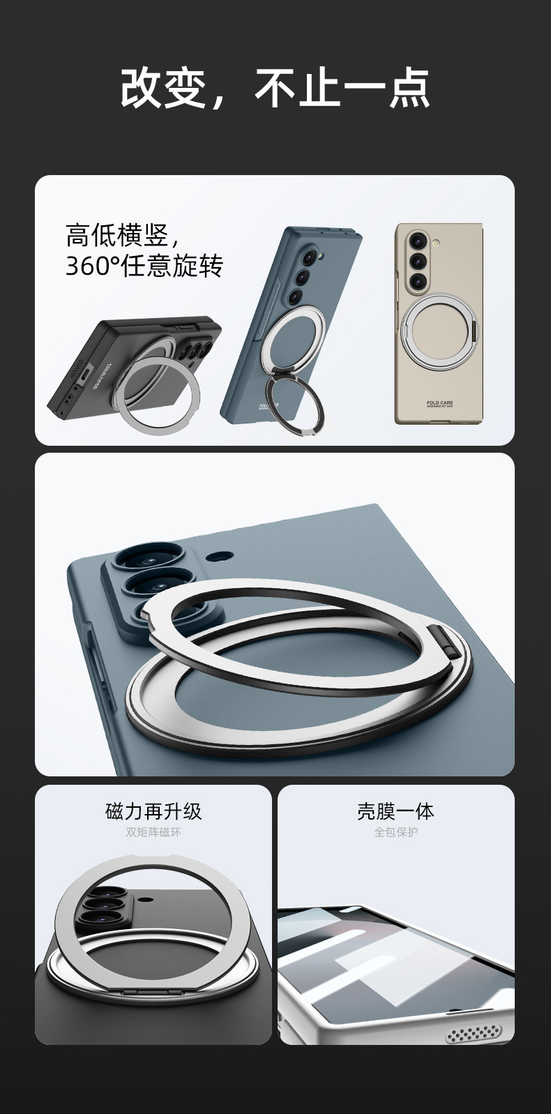 Compatible with Samsung Z Fold8U phone case 7/6 wireless charging magnetic 360° rotating stand 5/4 ultra-thin protective case