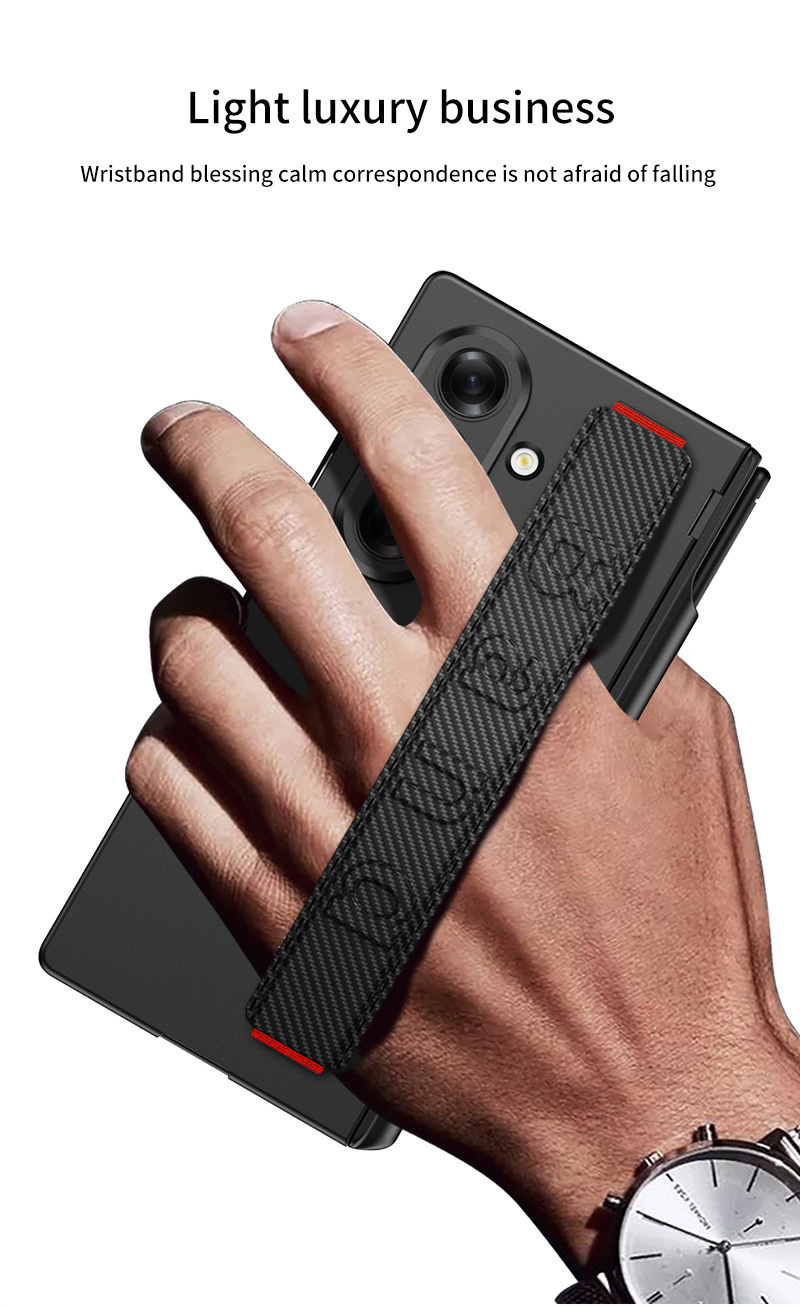 Compatible with Samsung Z Fold8U phone case, 7/6 elastic wrist strap, pen holder case, full coverage, 5/4 folding screen protective case