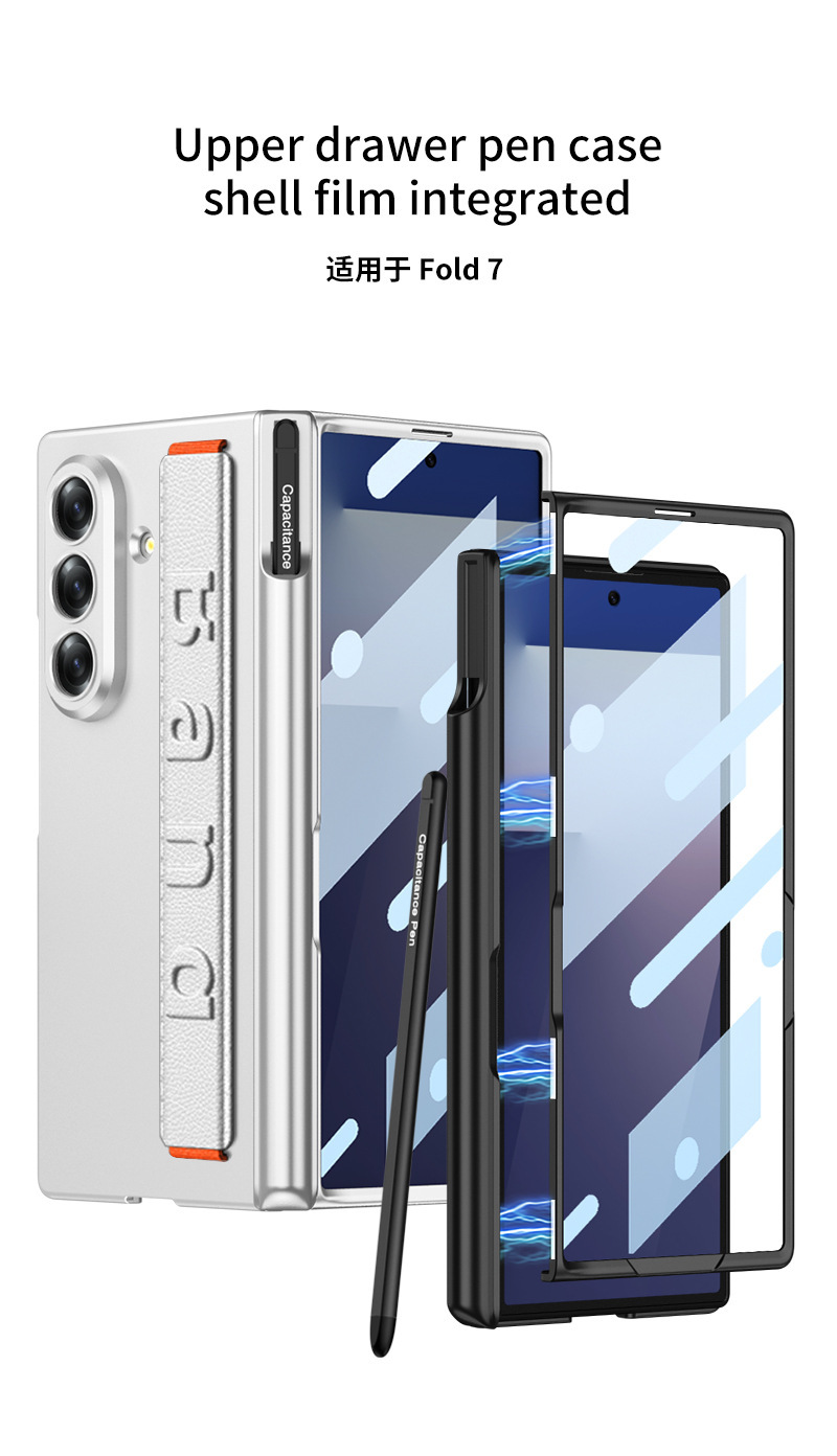 Compatible with Samsung Z Fold8U phone case, 7/6 elastic wrist strap, pen holder case, full coverage, 5/4 folding screen protective case