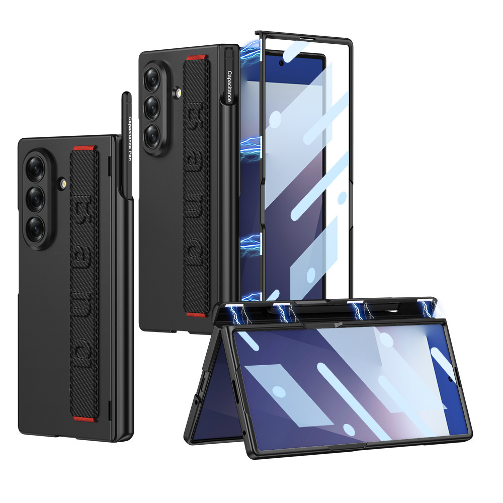 Compatible with Samsung Z Fold8U phone case, 7/6 elastic wrist strap, pen holder case, full coverage, 5/4 folding screen protective case
