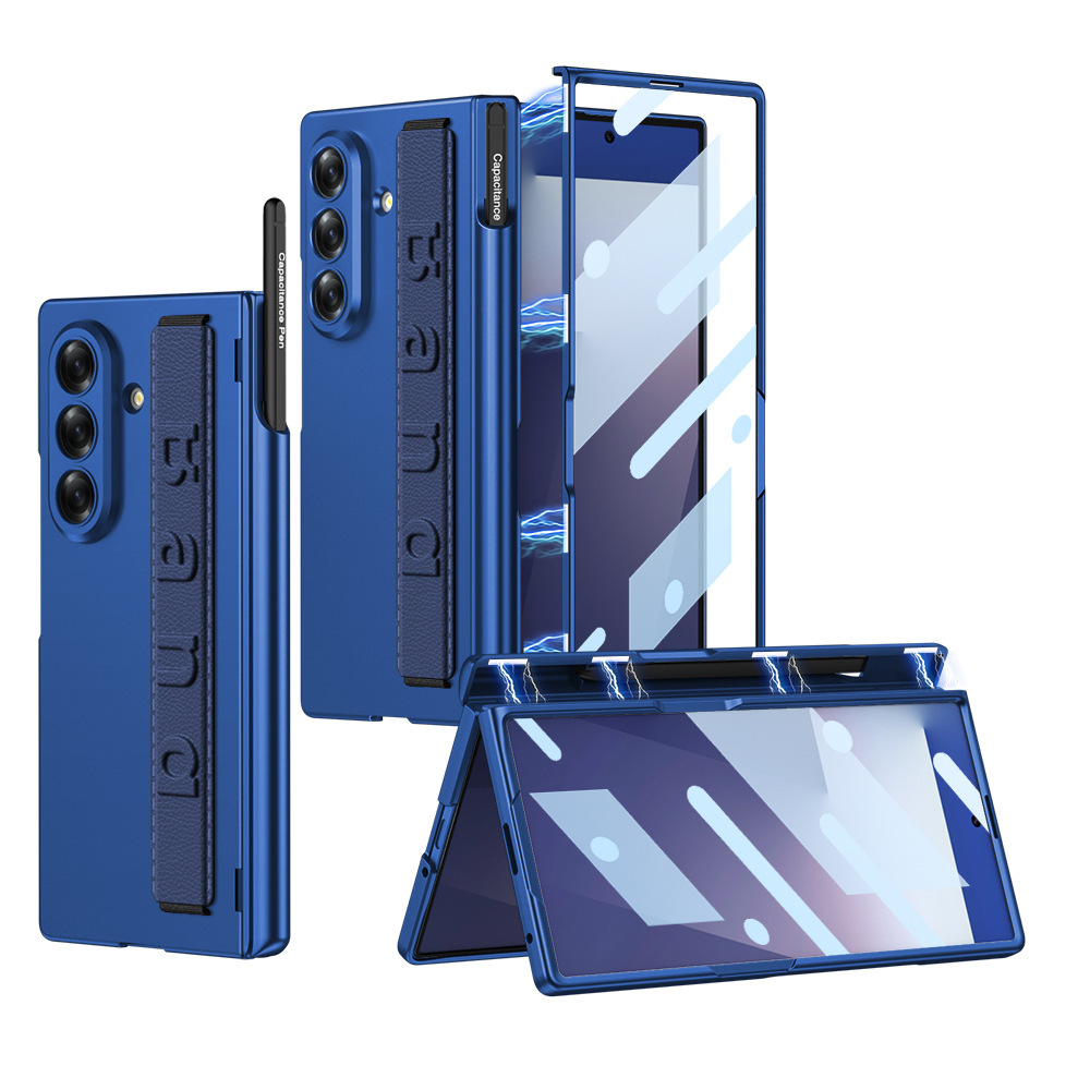 Compatible with Samsung Z Fold8U phone case, 7/6 elastic wrist strap, pen holder case, full coverage, 5/4 folding screen protective case