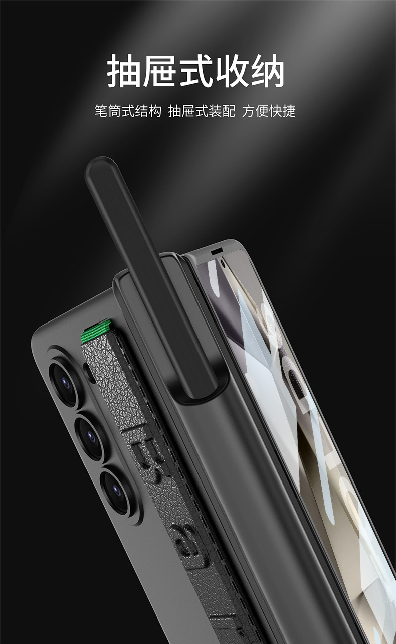 Compatible with Samsung Z Fold8U phone case, 7/6 elastic wrist strap, pen holder case, full coverage, 5/4 folding screen protective case