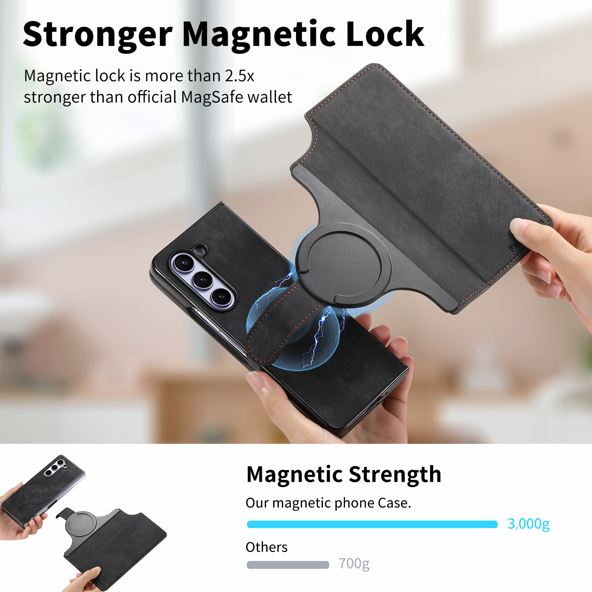Compatible with Samsung Z Fold8U phone case 7/6/5 magnetic 2-in-1 flip cover with SIM card slot 4/3 drop protection case