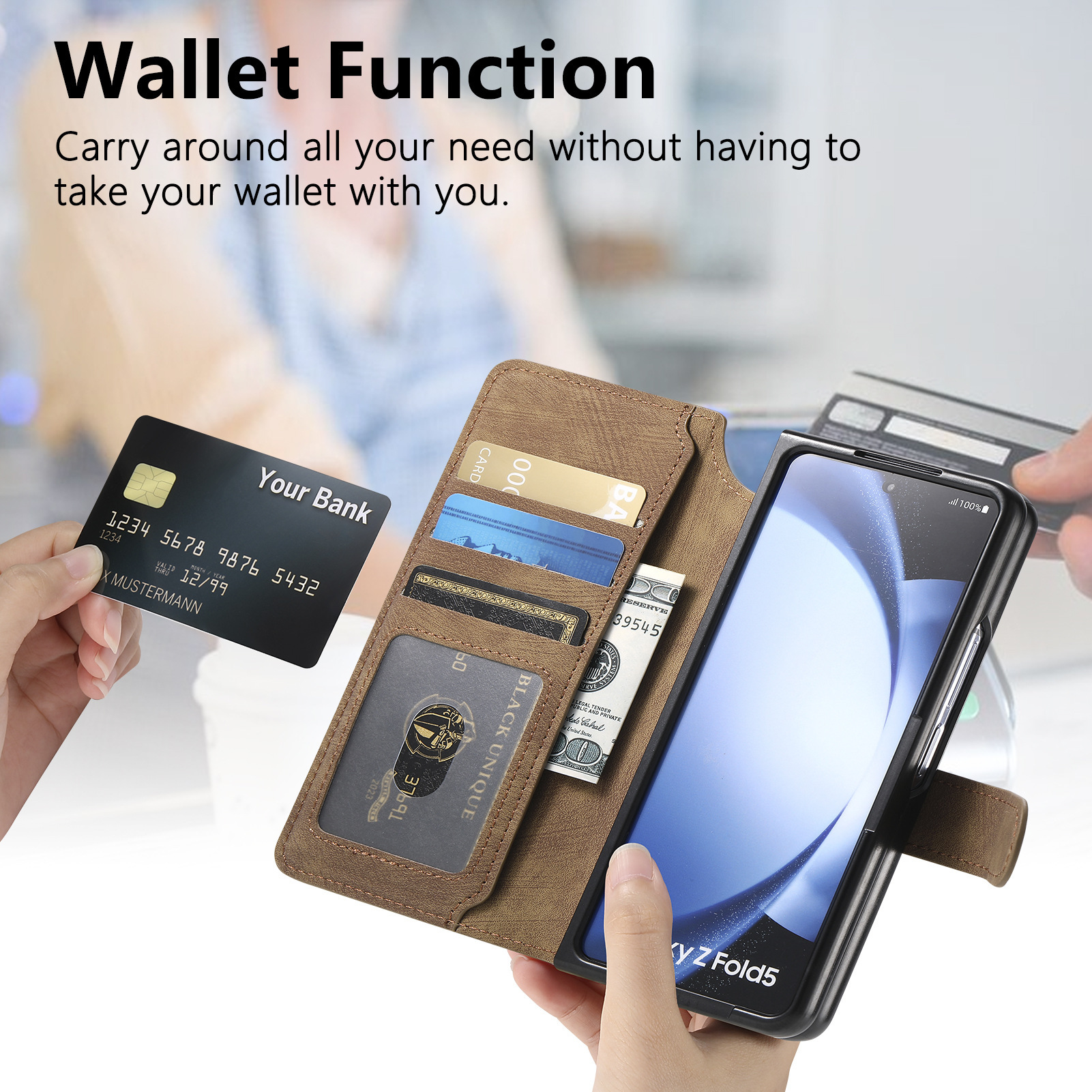 Compatible with Samsung Z Fold8U phone case 7/6/5 magnetic 2-in-1 flip cover with SIM card slot 4/3 drop protection case