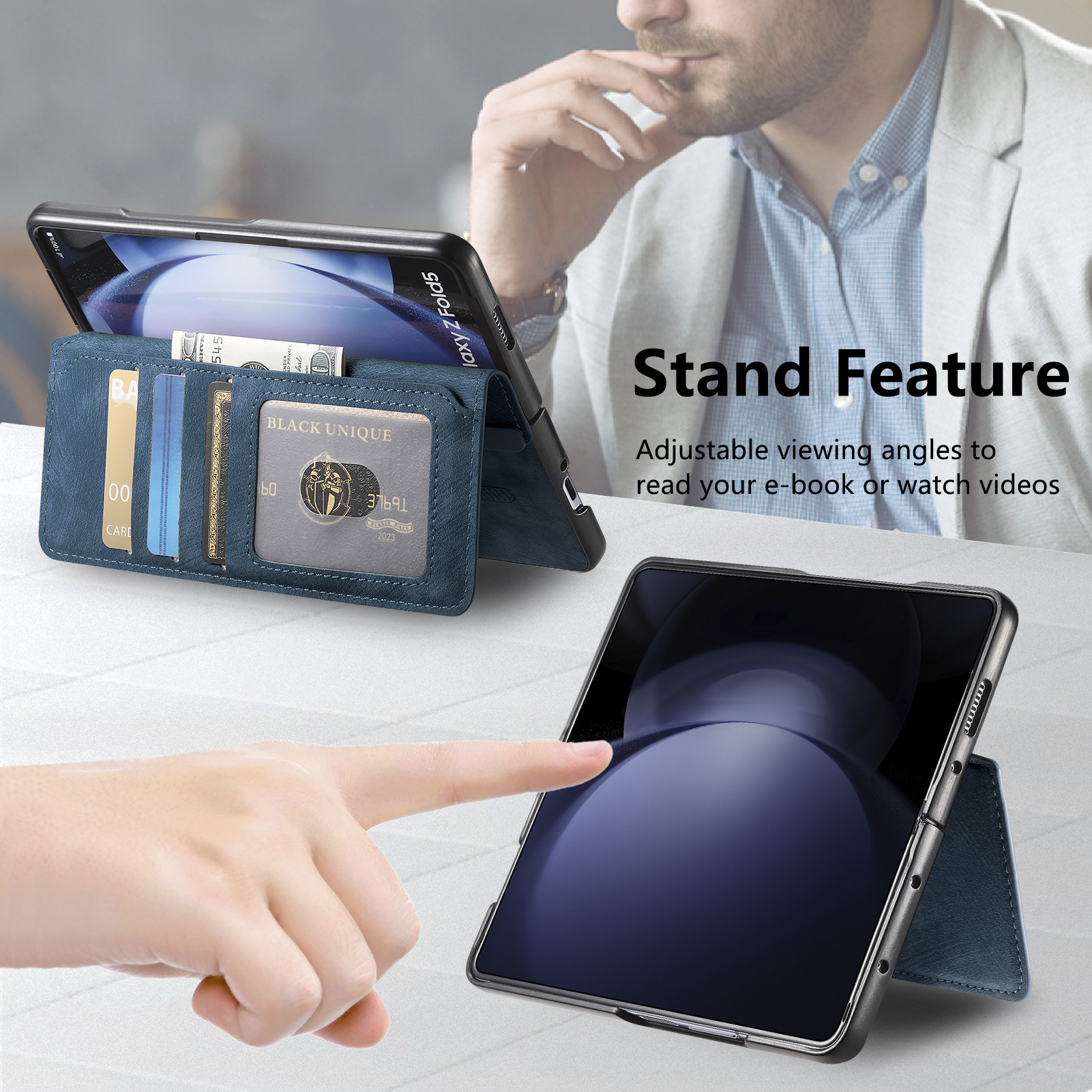 Compatible with Samsung Z Fold8U phone case 7/6/5 magnetic 2-in-1 flip cover with SIM card slot 4/3 drop protection case