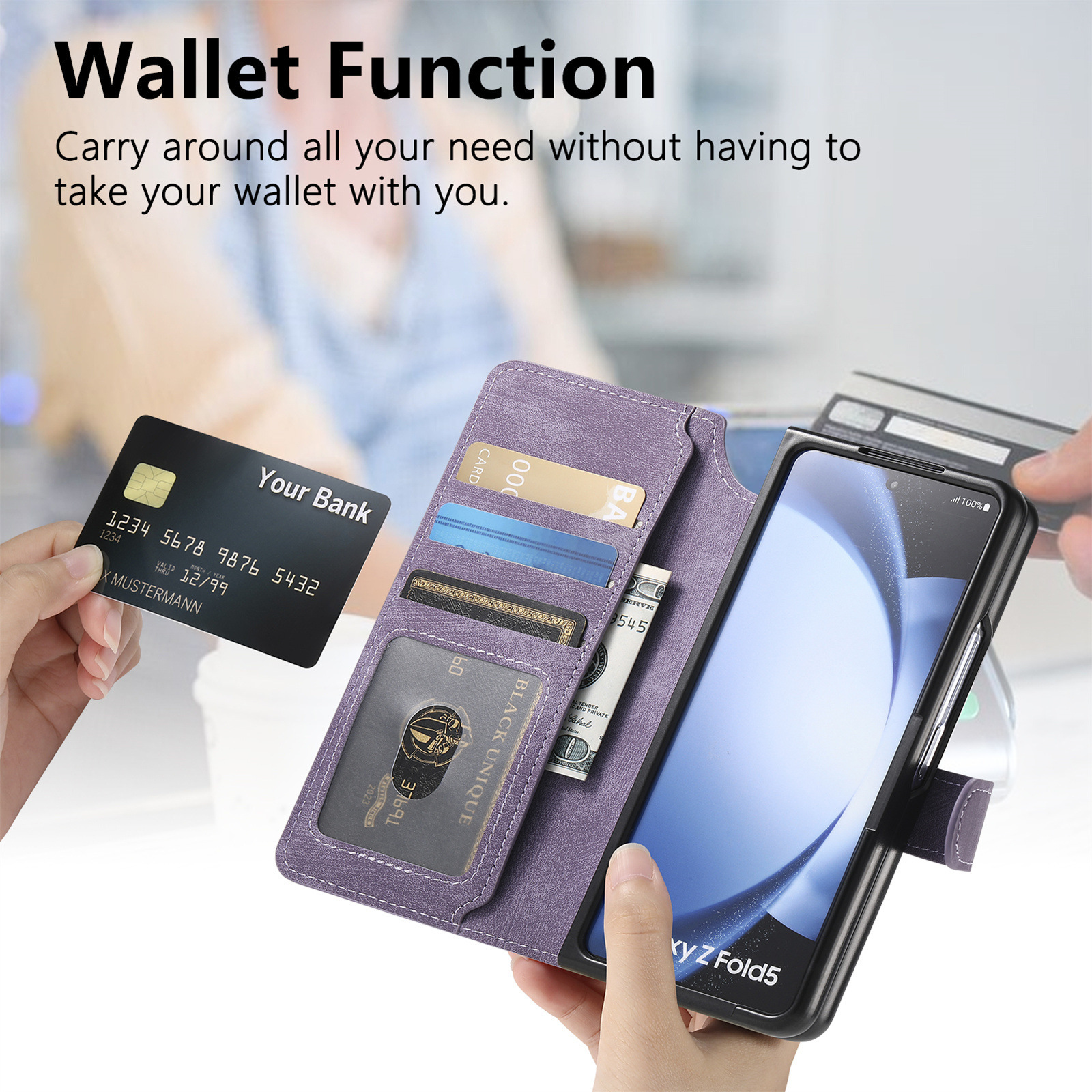 Compatible with Samsung Z Fold8U phone case 7/6/5 magnetic 2-in-1 flip cover with SIM card slot 4/3 drop protection case