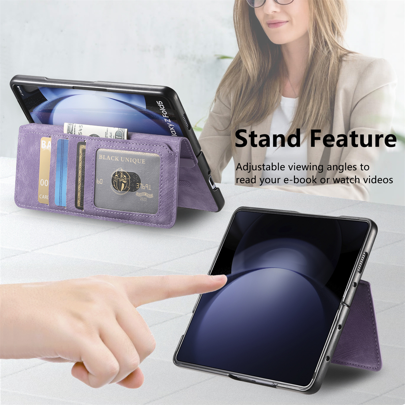 Compatible with Samsung Z Fold8U phone case 7/6/5 magnetic 2-in-1 flip cover with SIM card slot 4/3 drop protection case