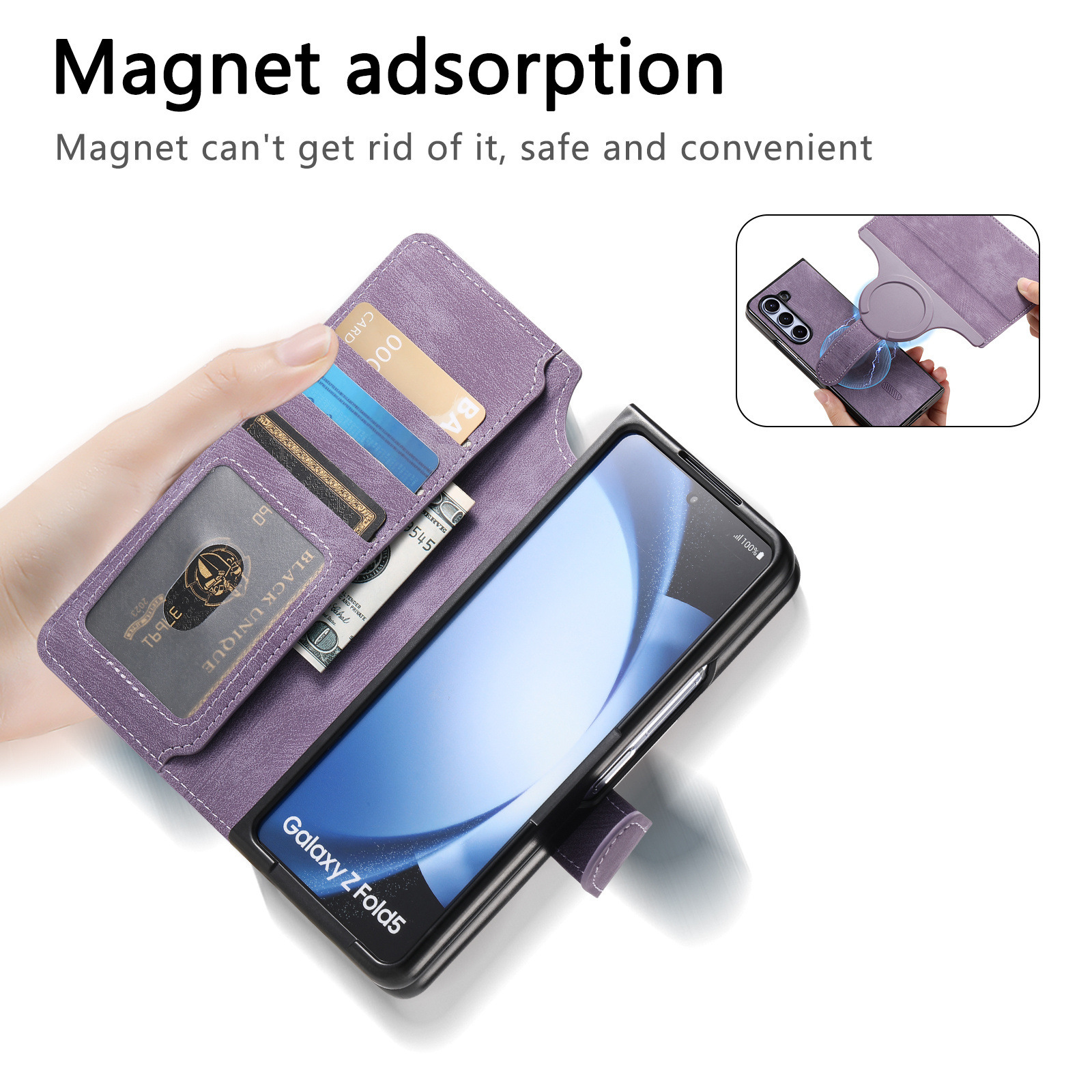 Compatible with Samsung Z Fold8U phone case 7/6/5 magnetic 2-in-1 flip cover with SIM card slot 4/3 drop protection case