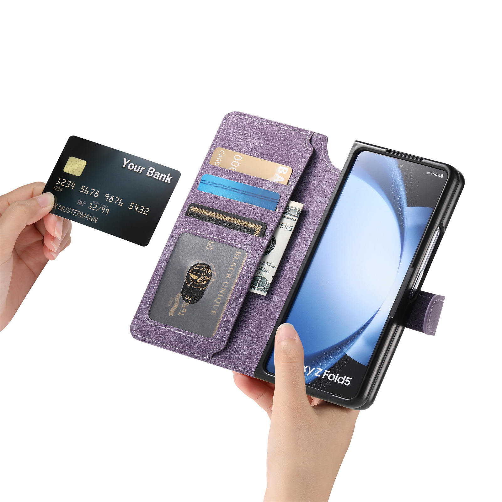 Compatible with Samsung Z Fold8U phone case 7/6/5 magnetic 2-in-1 flip cover with SIM card slot 4/3 drop protection case