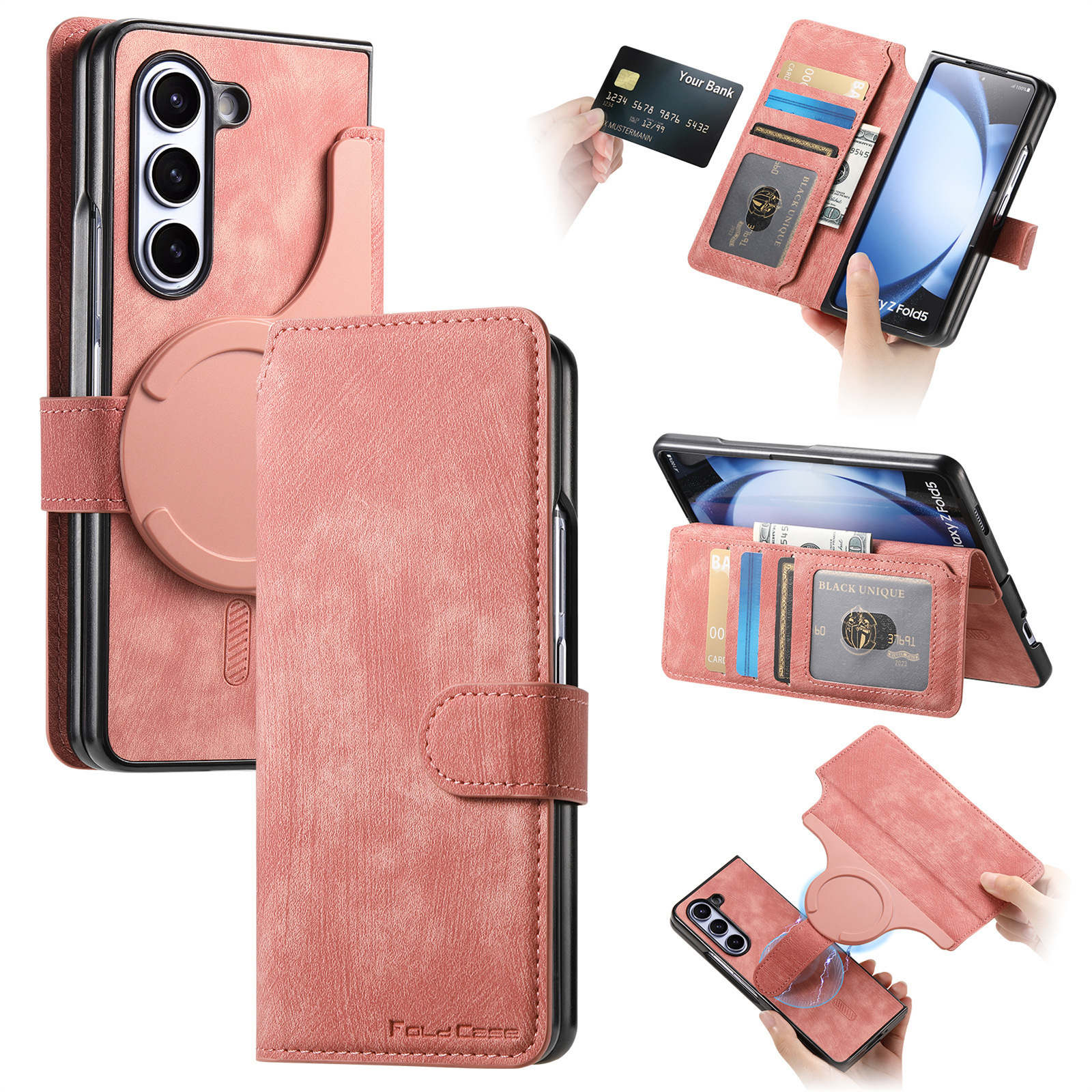 Compatible with Samsung Z Fold8U phone case 7/6/5 magnetic 2-in-1 flip cover with SIM card slot 4/3 drop protection case