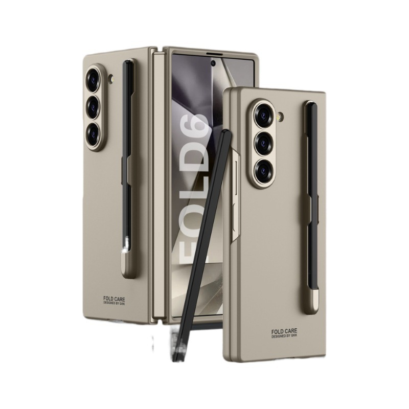Ultra-thin pen-slot case for Samsung Z Fold6 phone, with fine-hole design, suitable for Fold5 folding screen, drop-proof protective case.
