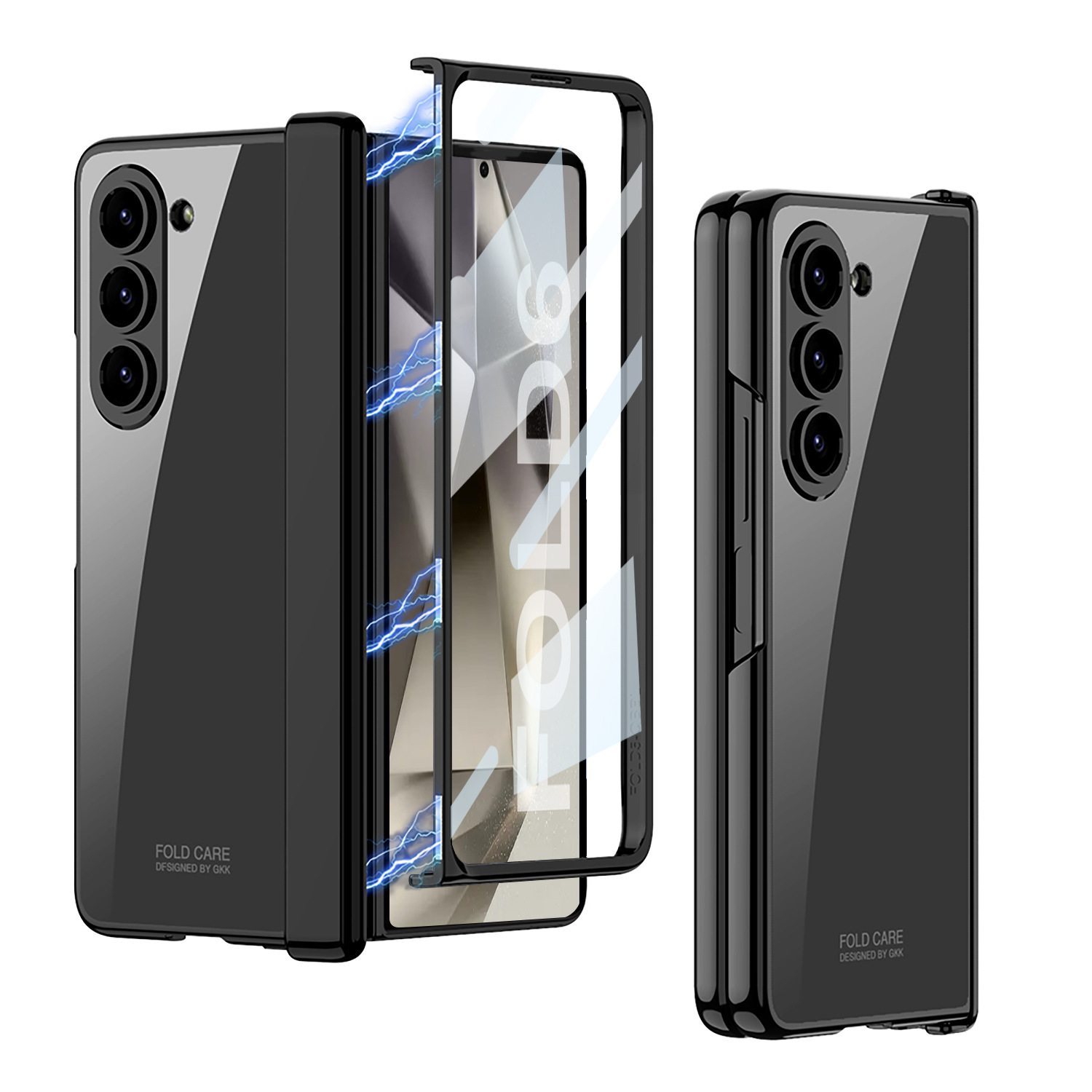 Compatible with Samsung Z Fold6 phone case, magnetic hinge, electroplated transparent phantom 5/4 case, full-coverage protective case.